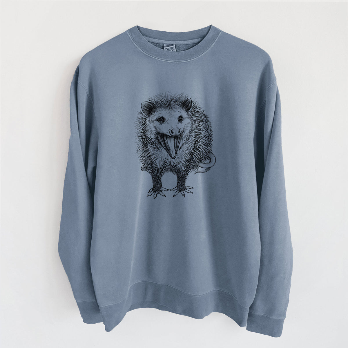 Hissing Opossum - Didelphidae - Unisex Pigment Dyed Crew Sweatshirt in Slate Blue
