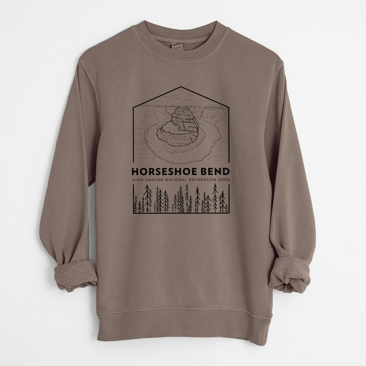 Horseshoe Bend - Glen Canyon National Recreation Area - Unisex Pigment Dyed Crew Sweatshirt in Espresso Brown Color
