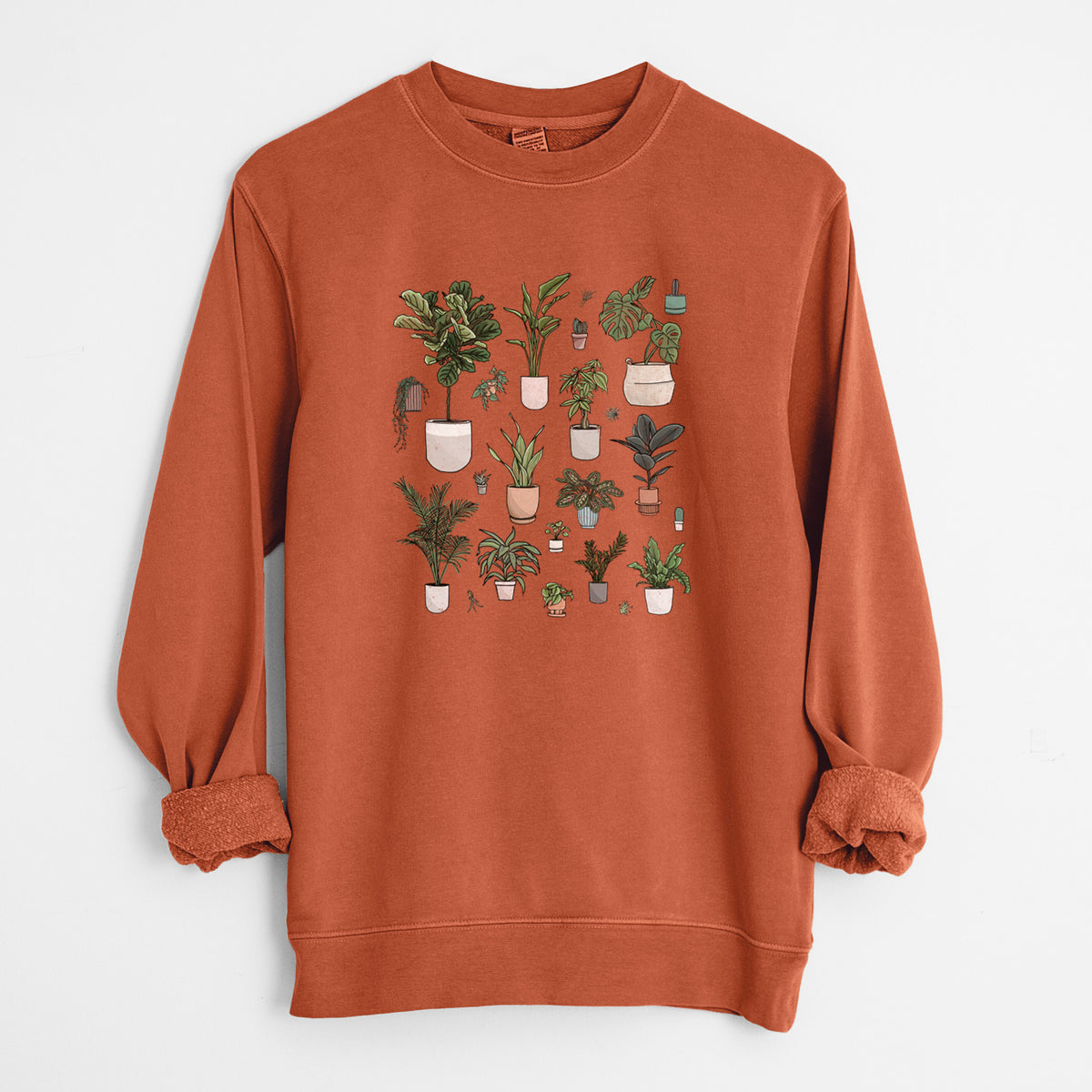 Collection of Houseplants - Unisex Pigment Dyed Crew Sweatshirt in Amber