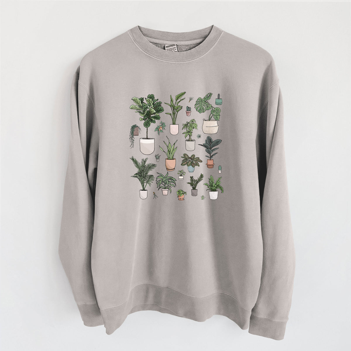 Collection of Houseplants - Unisex Pigment Dyed Crew Sweatshirt in Cement
