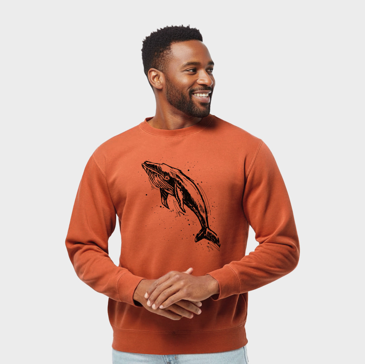 Humpback Whale - Unisex Pigment Dyed Crew Sweatshirt in Amber