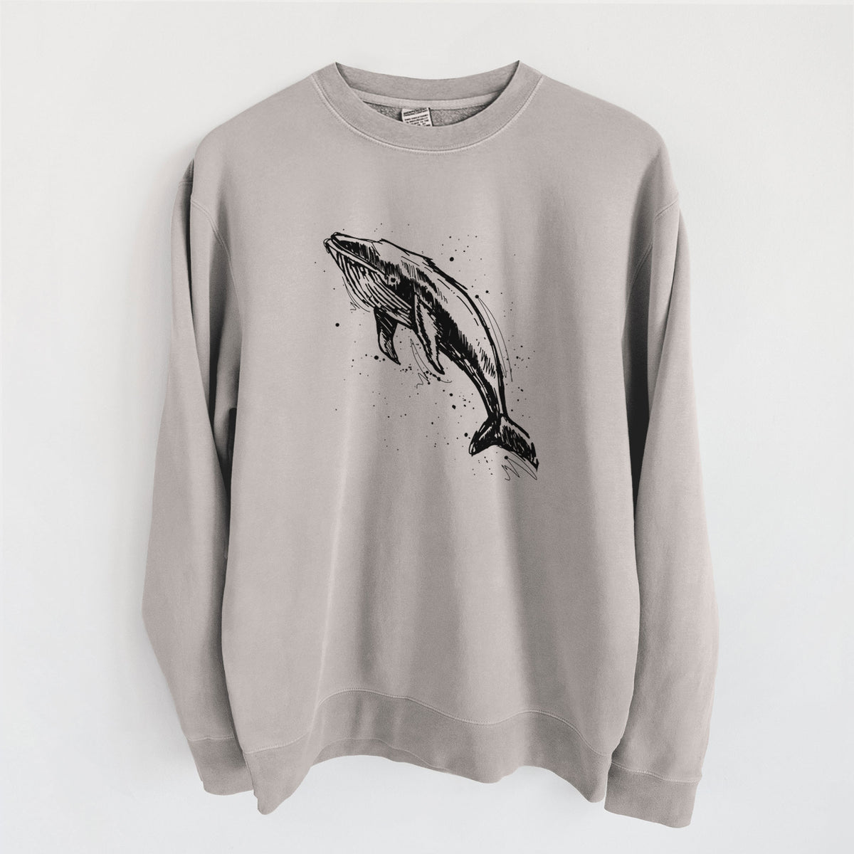 Humpback Whale - Unisex Pigment Dyed Crew Sweatshirt in Cement
