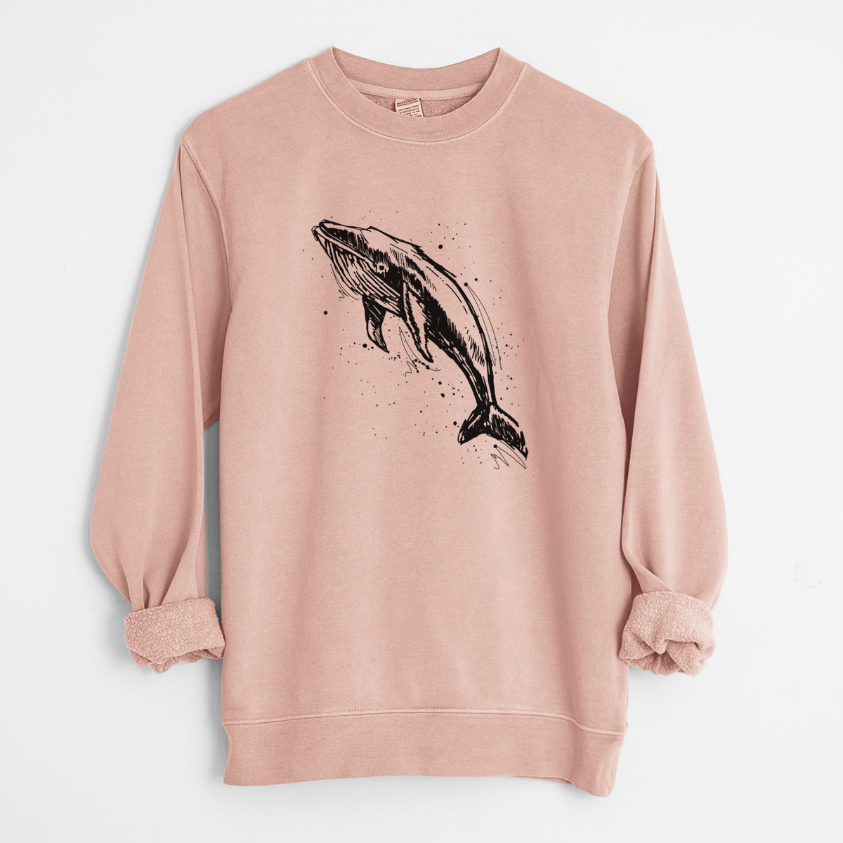 Humpback Whale - Unisex Pigment Dyed Crew Sweatshirt in Dusty Pink