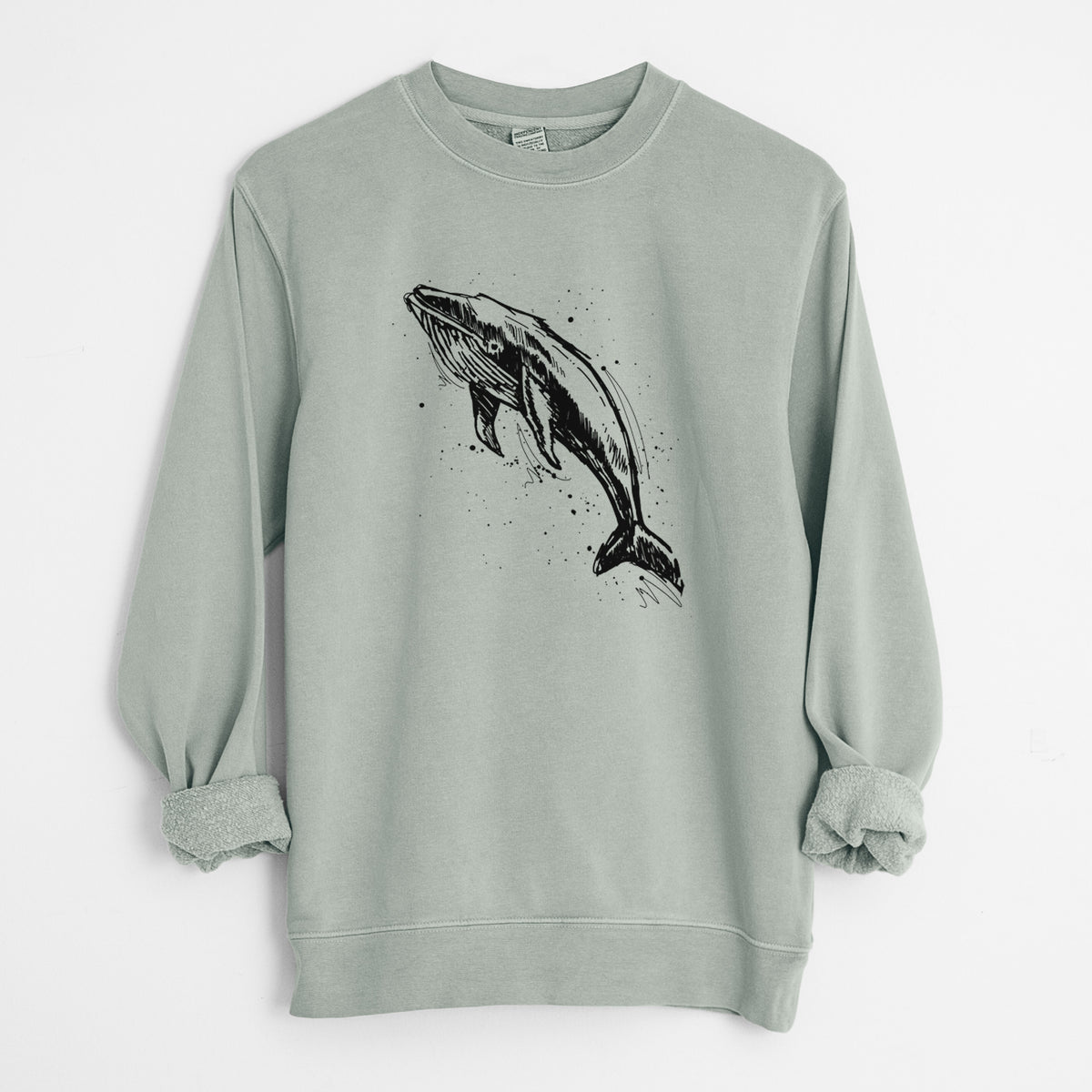 Humpback Whale - Unisex Pigment Dyed Crew Sweatshirt in Sage