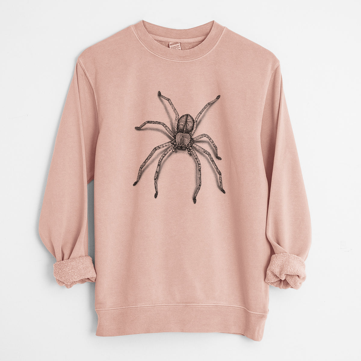 Huntsman Spider - Olios giganteus - Unisex Pigment Dyed Crew Sweatshirt in Dusty Pink