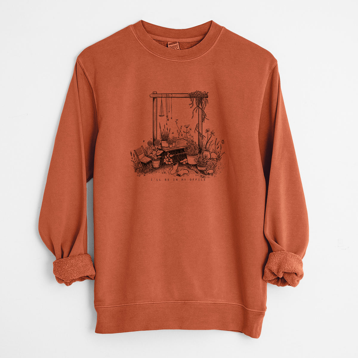 I'll Be In My Office — Garden - Unisex Pigment Dyed Crew Sweatshirt in Amber