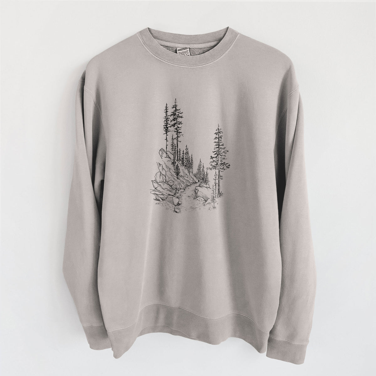 Into the Woods - Hiking - Unisex Pigment Dyed Crew Sweatshirt in Cement