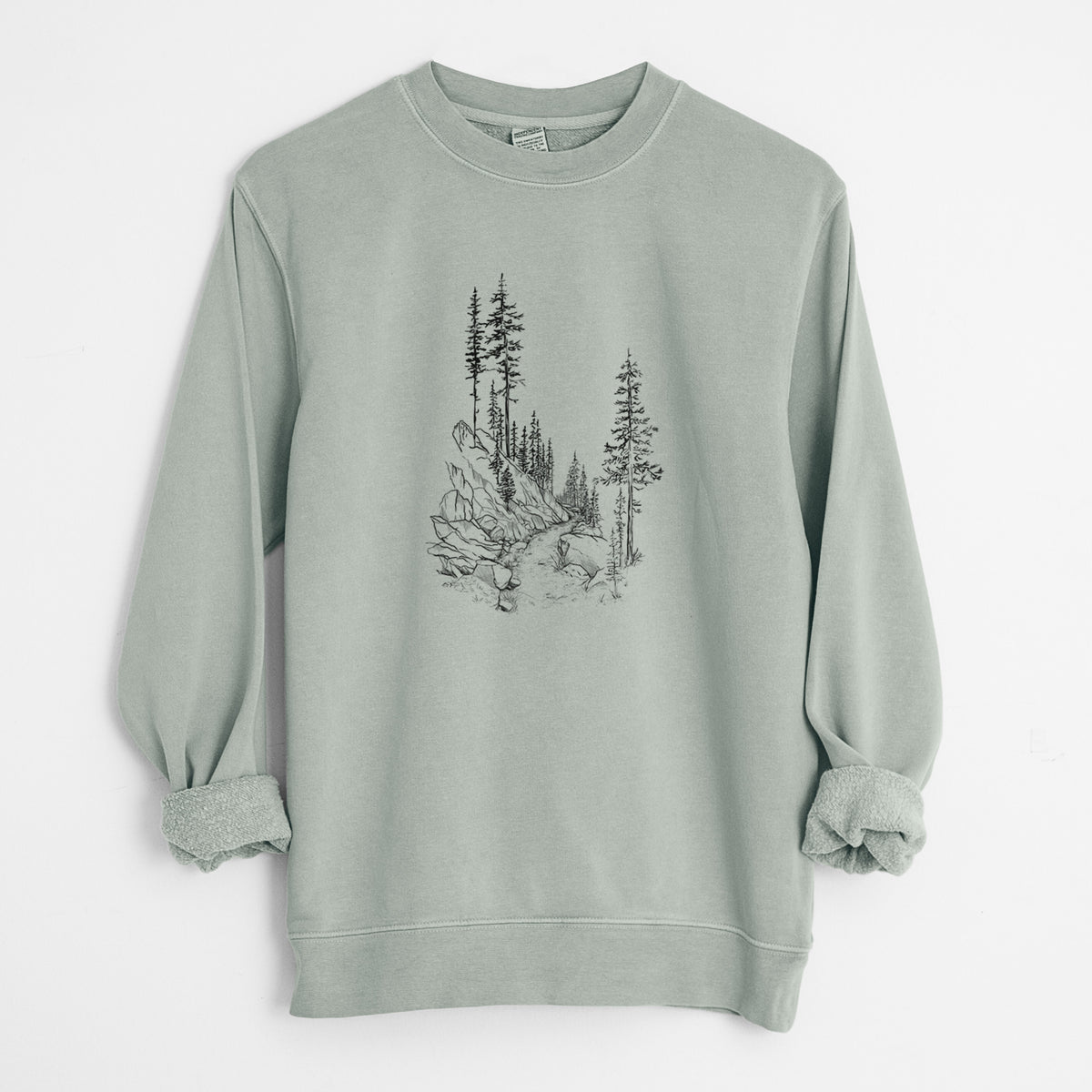 Into the Woods - Hiking - Unisex Pigment Dyed Crew Sweatshirt in Sage