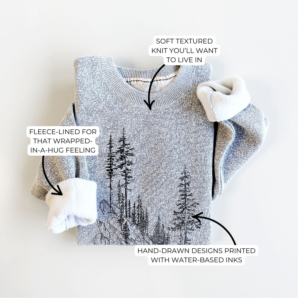 Product photo of the BeCause Tees Into the Woods - Hiking - Knit Sweatshirt.
