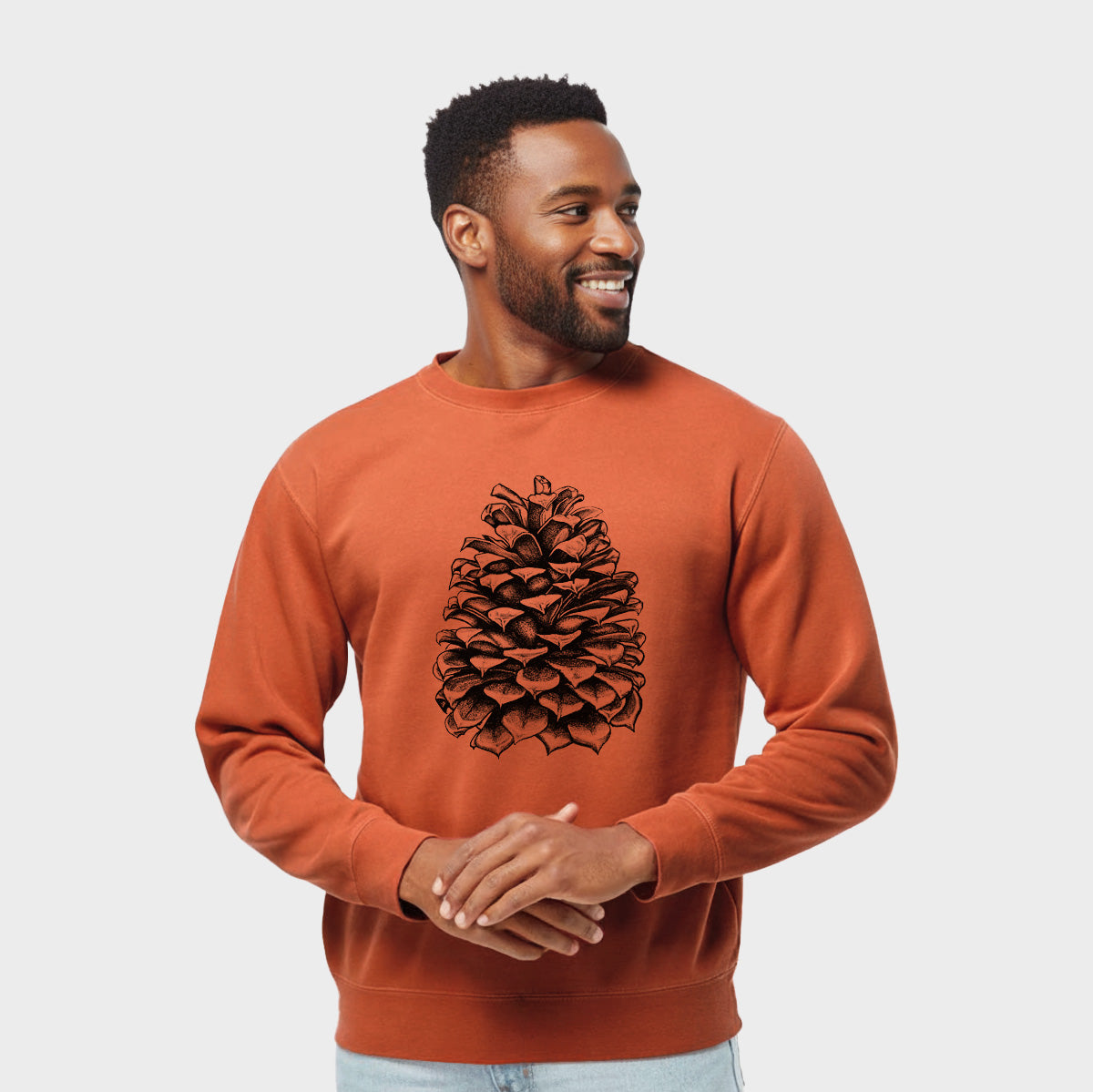Pinus Jeffreyi - Jeffrey Pine Cone - Unisex Pigment Dyed Crew Sweatshirt in Amber