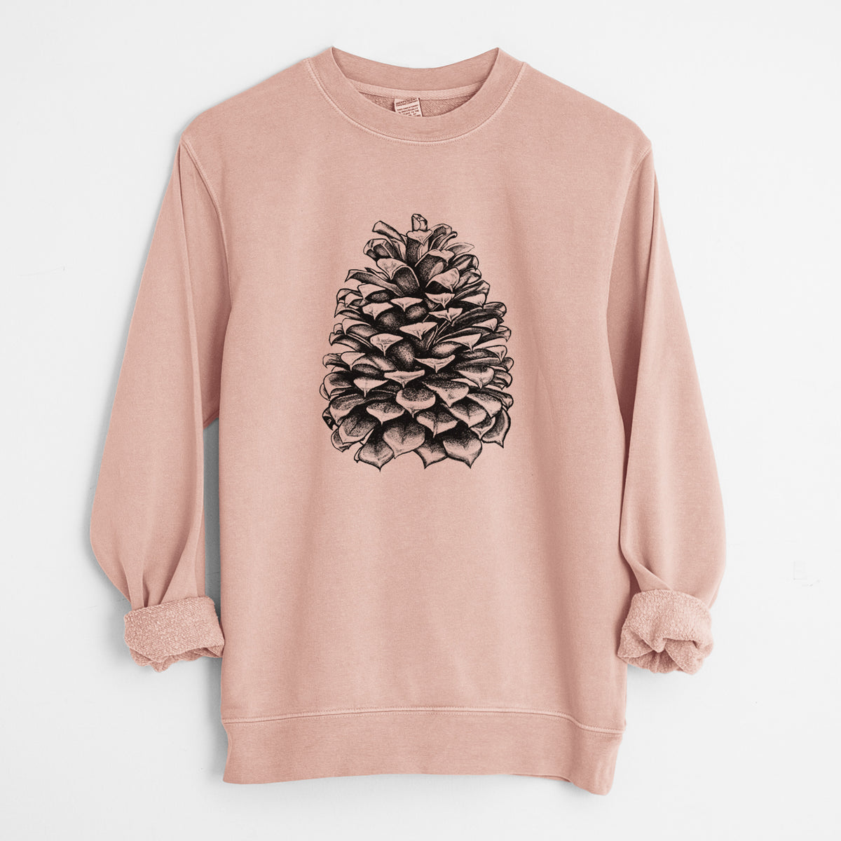 Pinus Jeffreyi - Jeffrey Pine Cone - Unisex Pigment Dyed Crew Sweatshirt in Dusty Pink