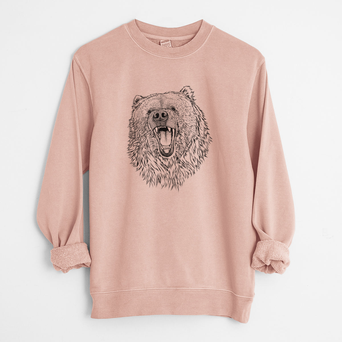 Ursus arctos - Kodiak Bear - Unisex Pigment Dyed Crew Sweatshirt in Dusty Pink