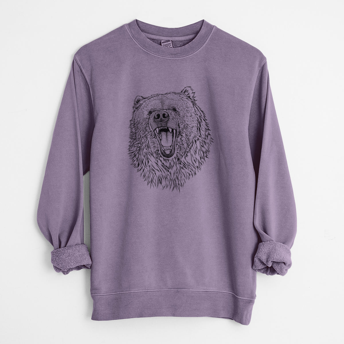 Ursus arctos - Kodiak Bear - Unisex Pigment Dyed Crew Sweatshirt in Plum