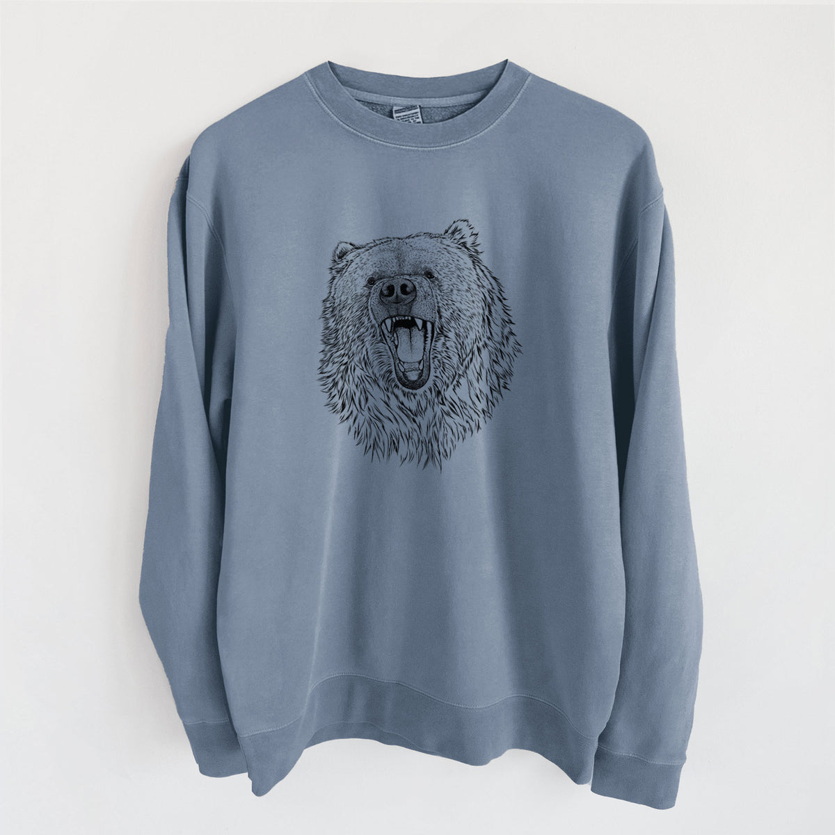 Ursus arctos - Kodiak Bear - Unisex Pigment Dyed Crew Sweatshirt in Slate Blue