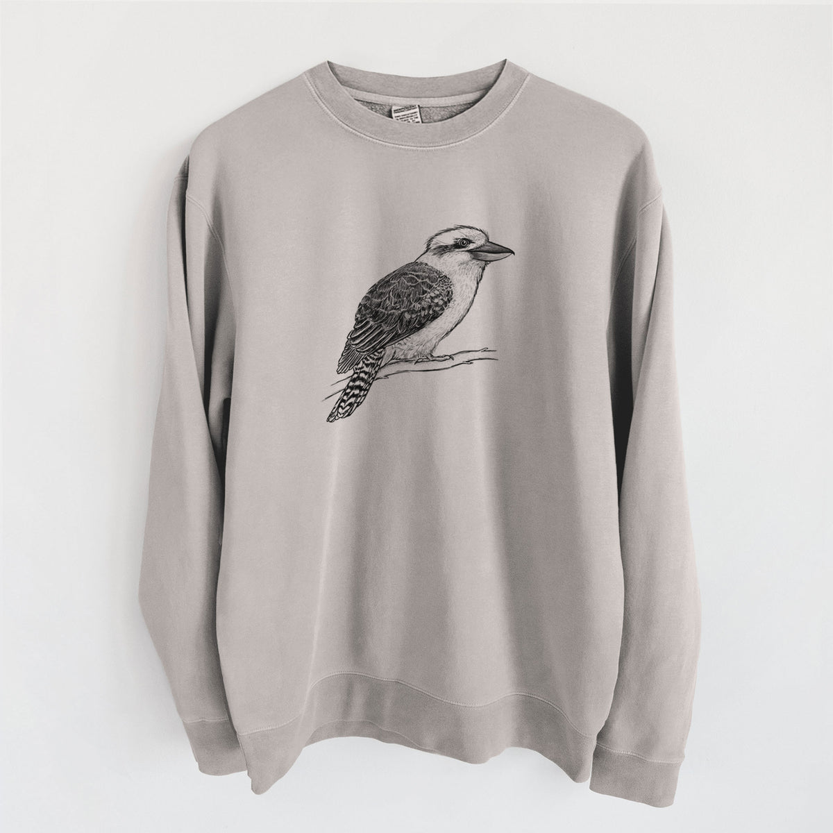 Kookaburra - Dacelo novaeguineae - Unisex Pigment Dyed Crew Sweatshirt in Cement