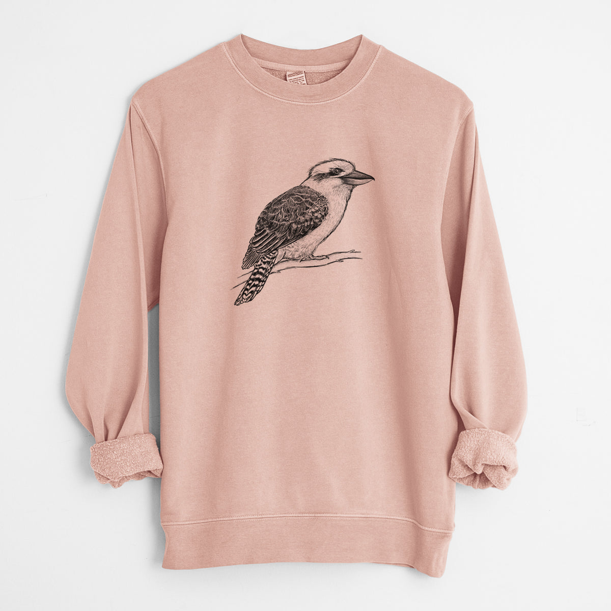 Kookaburra - Dacelo novaeguineae - Unisex Pigment Dyed Crew Sweatshirt in Dusty Pink
