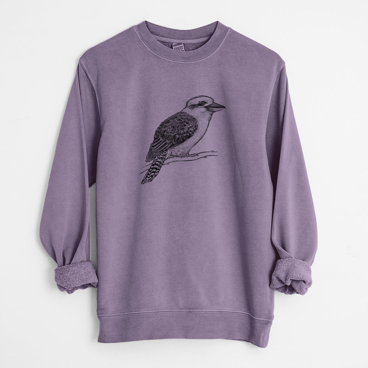 Kookaburra - Dacelo novaeguineae - Unisex Pigment Dyed Crew Sweatshirt in Plum