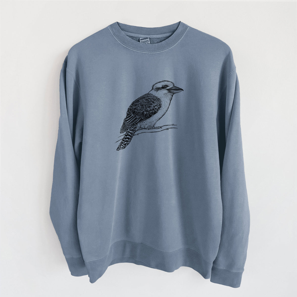 Kookaburra - Dacelo novaeguineae - Unisex Pigment Dyed Crew Sweatshirt in Slate Blue