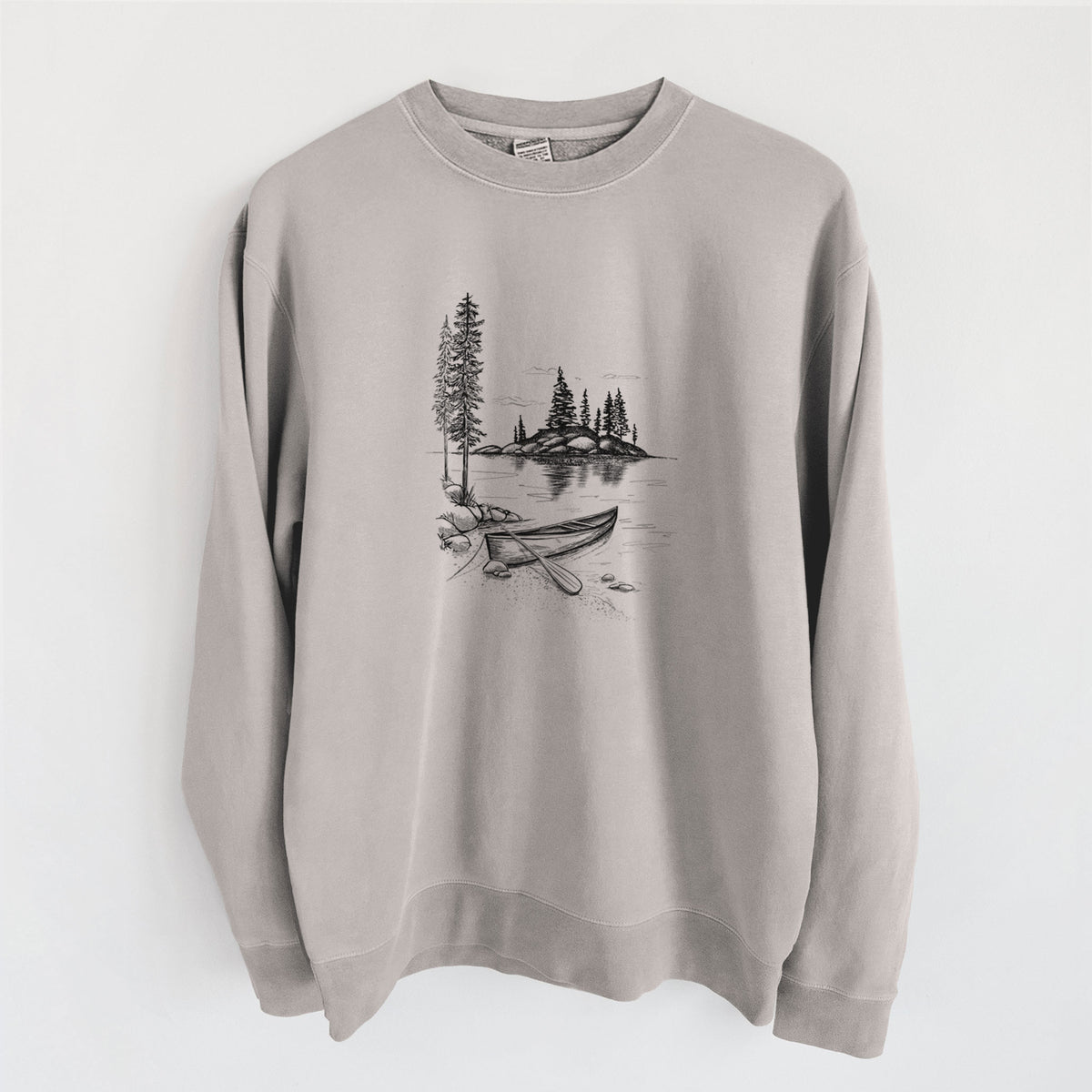 Lakeside Canoe - Unisex Pigment Dyed Crew Sweatshirt in Cement