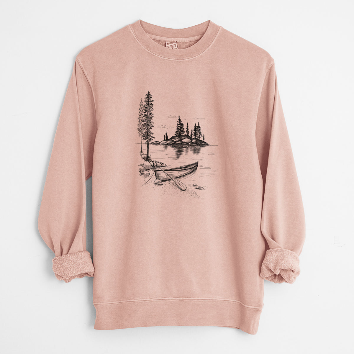 Lakeside Canoe - Unisex Pigment Dyed Crew Sweatshirt in Dusty Pink