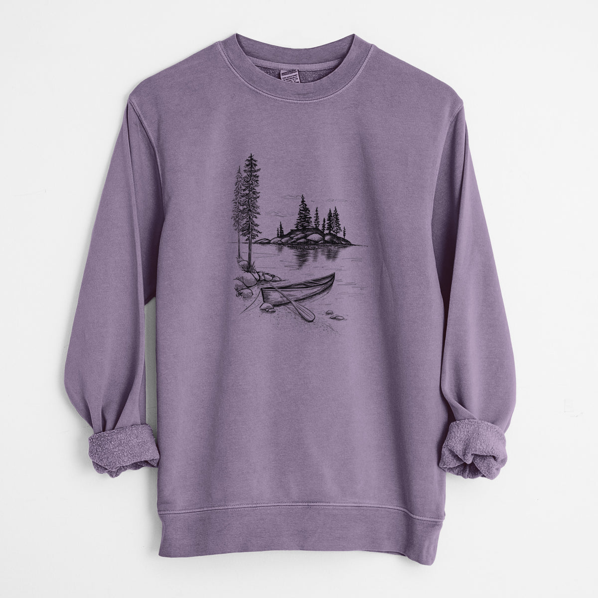Lakeside Canoe - Unisex Pigment Dyed Crew Sweatshirt in Plum
