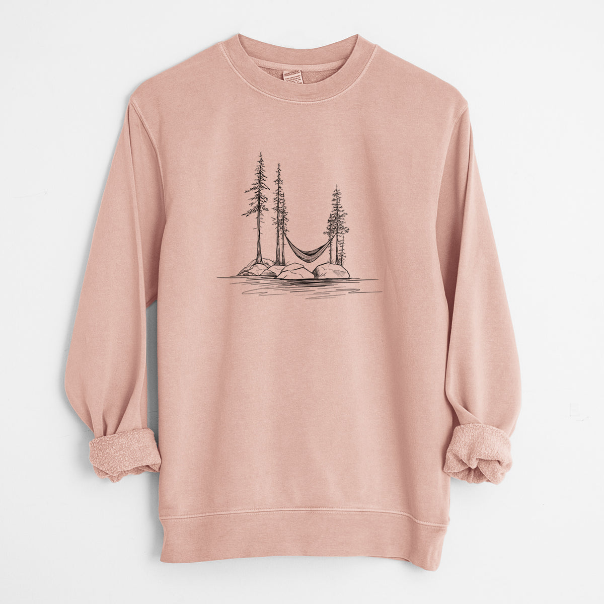 Lakeside Hammock - Unisex Pigment Dyed Crew Sweatshirt in Dusty Pink