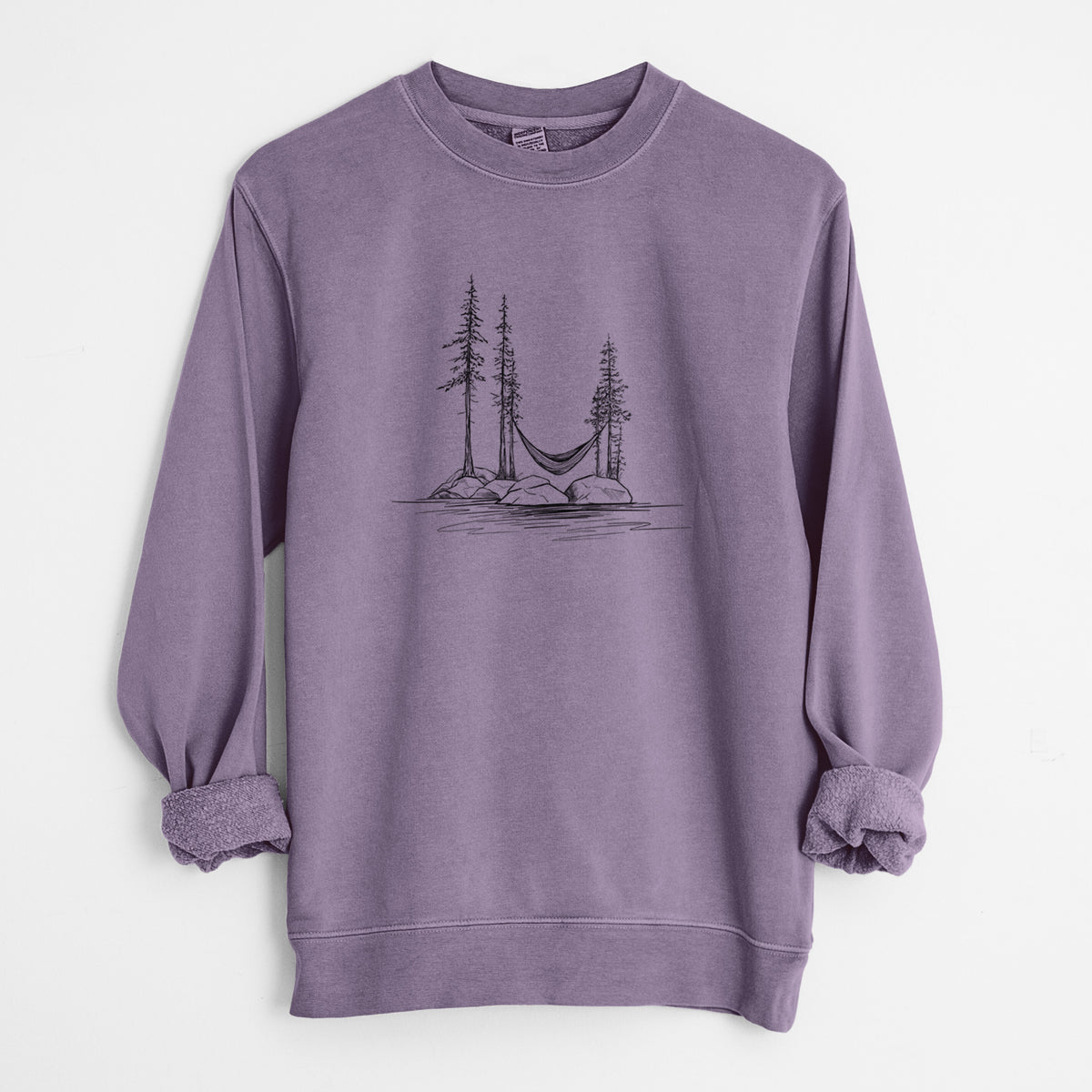 Lakeside Hammock - Unisex Pigment Dyed Crew Sweatshirt in Plum