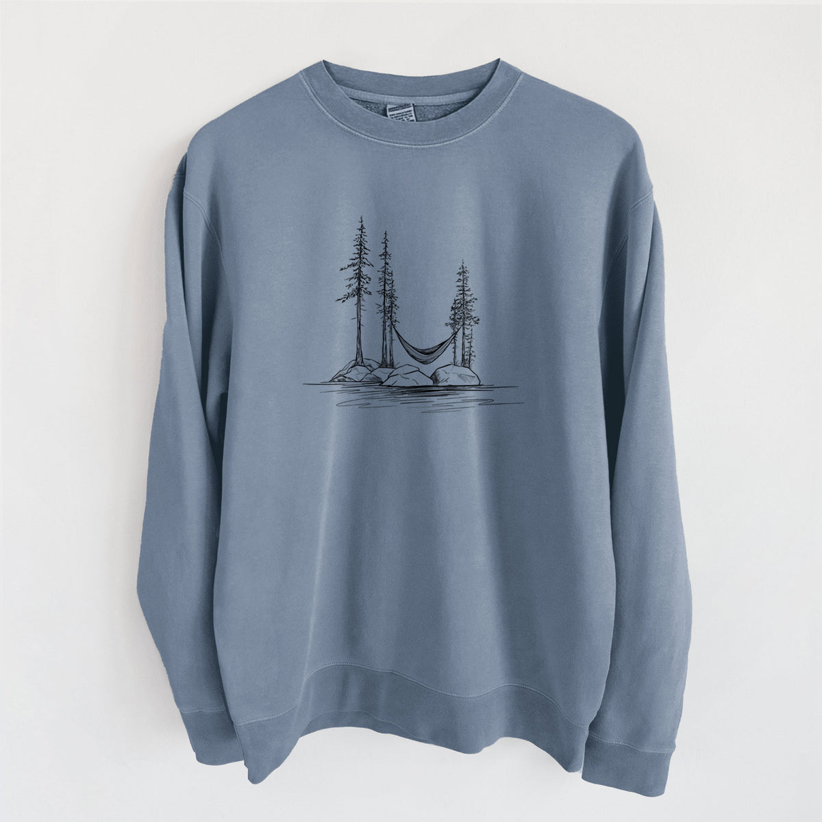 Lakeside Hammock - Unisex Pigment Dyed Crew Sweatshirt in Slate Blue