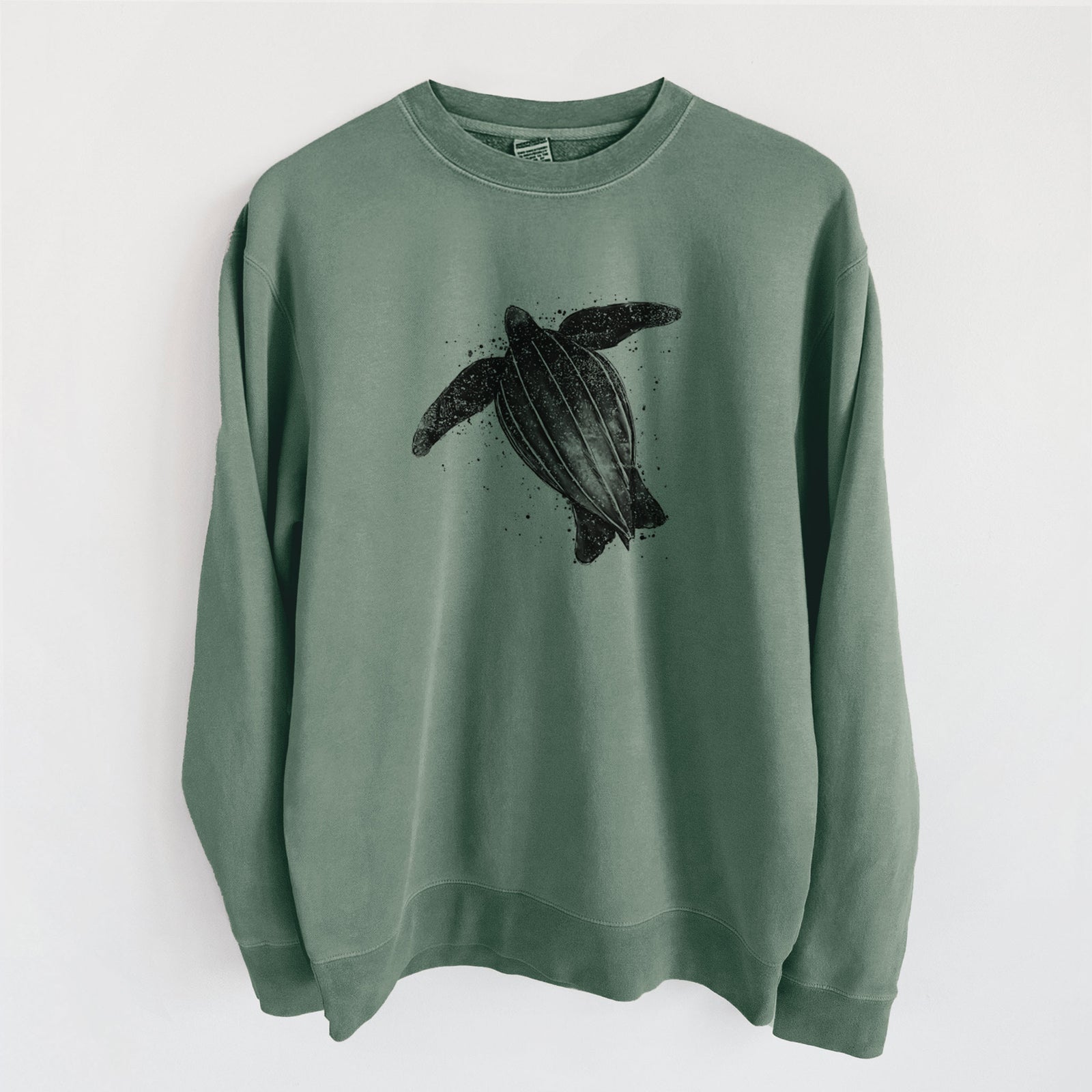 Leatherback - Dermochelys coriacea - Unisex Pigment Dyed Crew Sweatshirt in Alpine Green