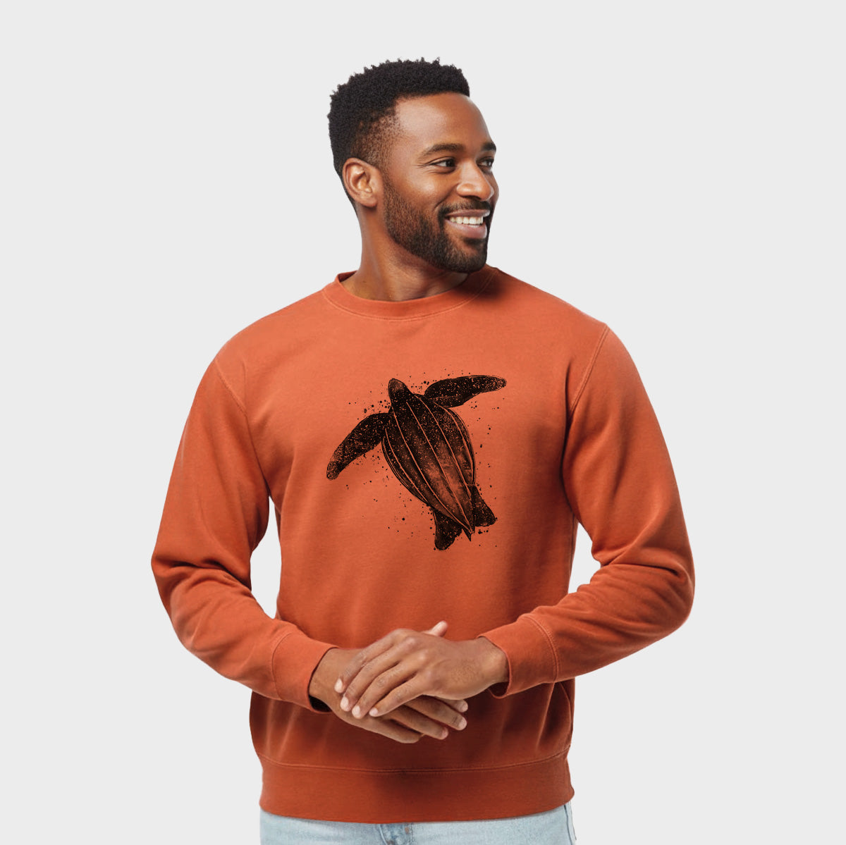 Leatherback - Dermochelys coriacea - Unisex Pigment Dyed Crew Sweatshirt in Amber