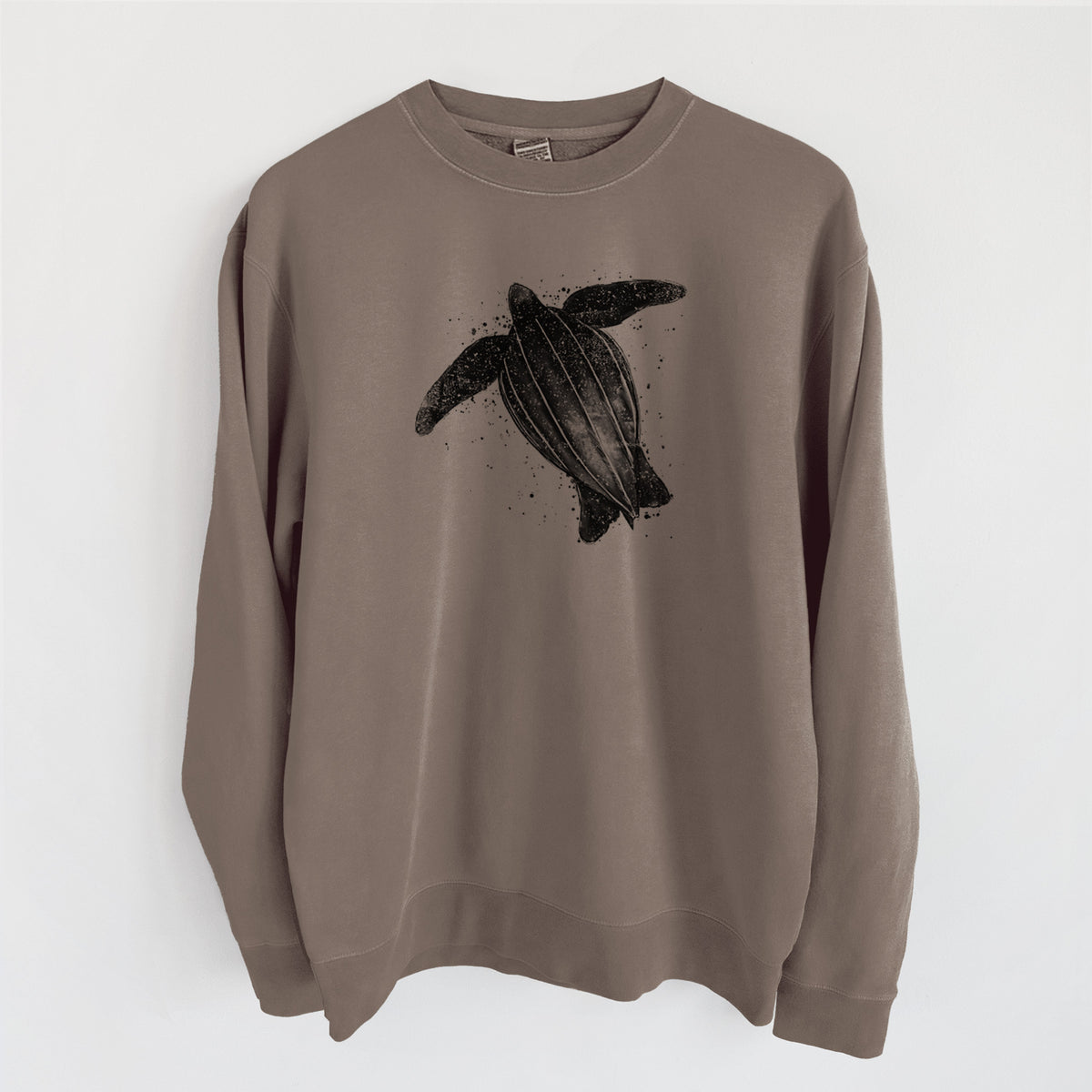 Leatherback - Dermochelys coriacea - Unisex Pigment Dyed Crew Sweatshirt in Espresso Brown Color