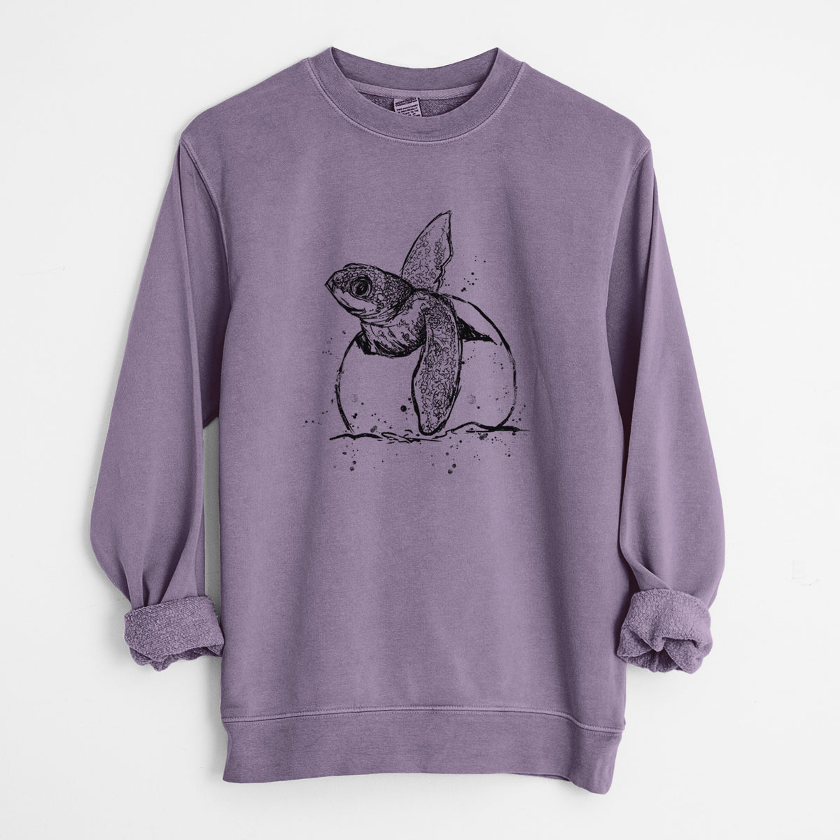 Leatherback Turtle Hatching - Unisex Pigment Dyed Crew Sweatshirt in Plum
