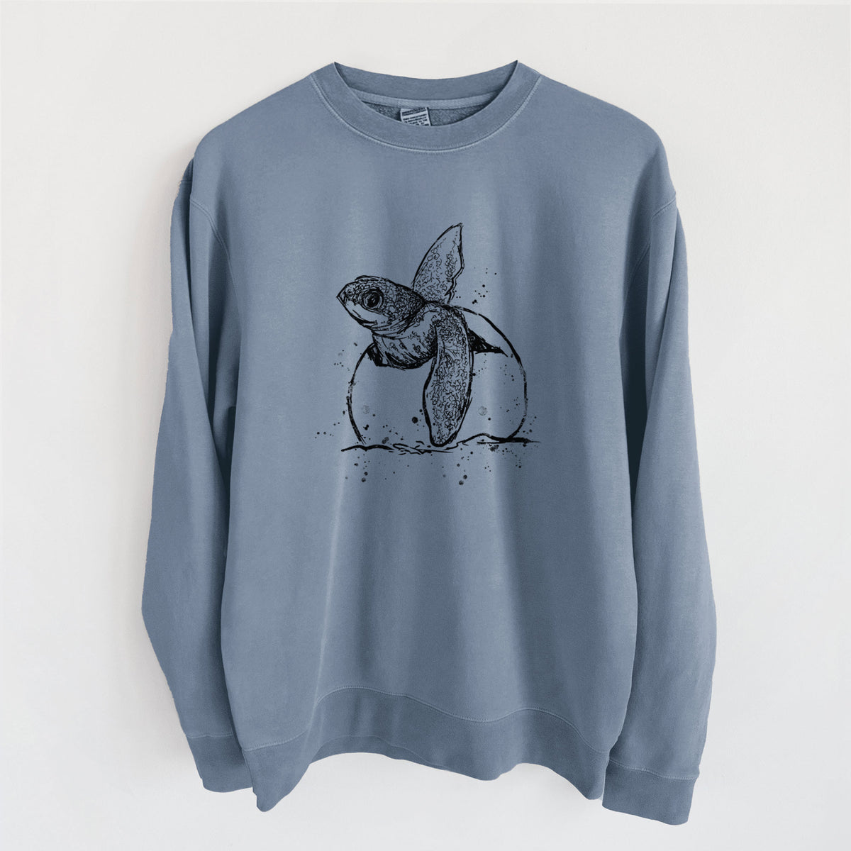 Leatherback Turtle Hatching - Unisex Pigment Dyed Crew Sweatshirt in Slate Blue