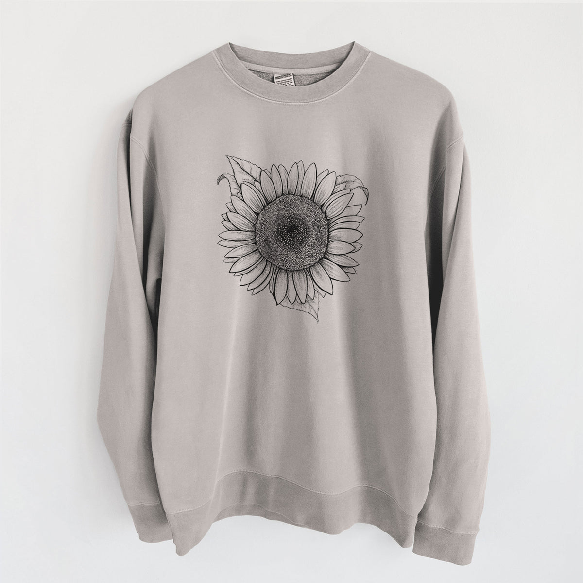 Lemon Queen Sunflower - Helianthus Annuus - Unisex Pigment Dyed Crew Sweatshirt in Cement
