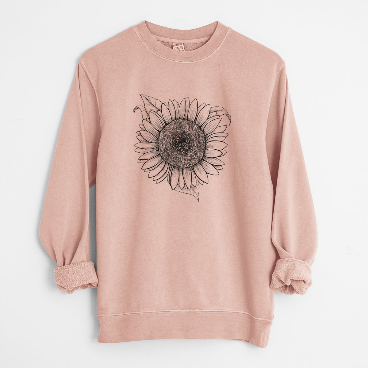 Lemon Queen Sunflower - Helianthus Annuus - Unisex Pigment Dyed Crew Sweatshirt in Dusty Pink