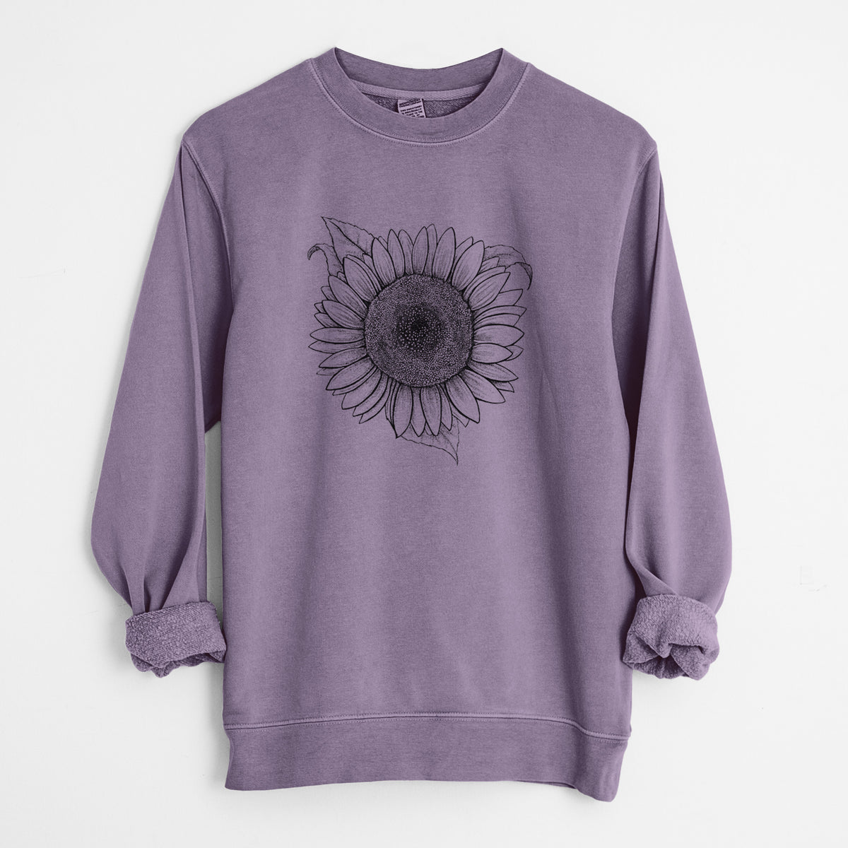 Lemon Queen Sunflower - Helianthus Annuus - Unisex Pigment Dyed Crew Sweatshirt in Plum