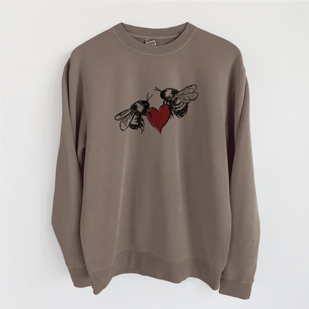 Love Bees - Unisex Pigment Dyed Crew Sweatshirt in Espresso Brown Color