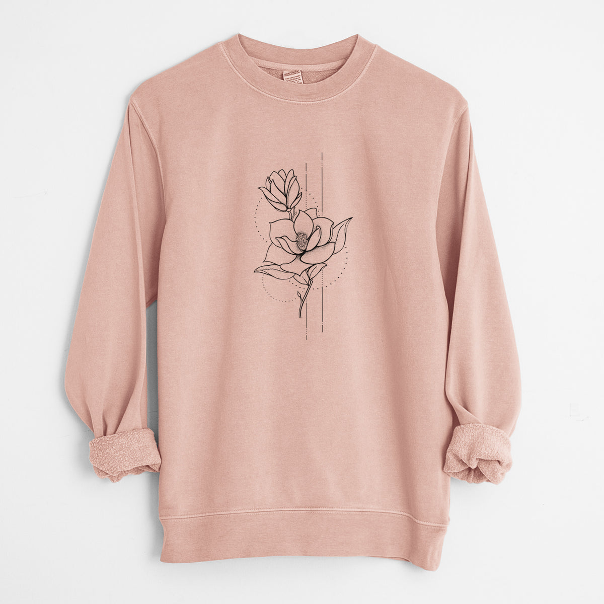 Southern Magnolia Stem - Unisex Pigment Dyed Crew Sweatshirt in Dusty Pink