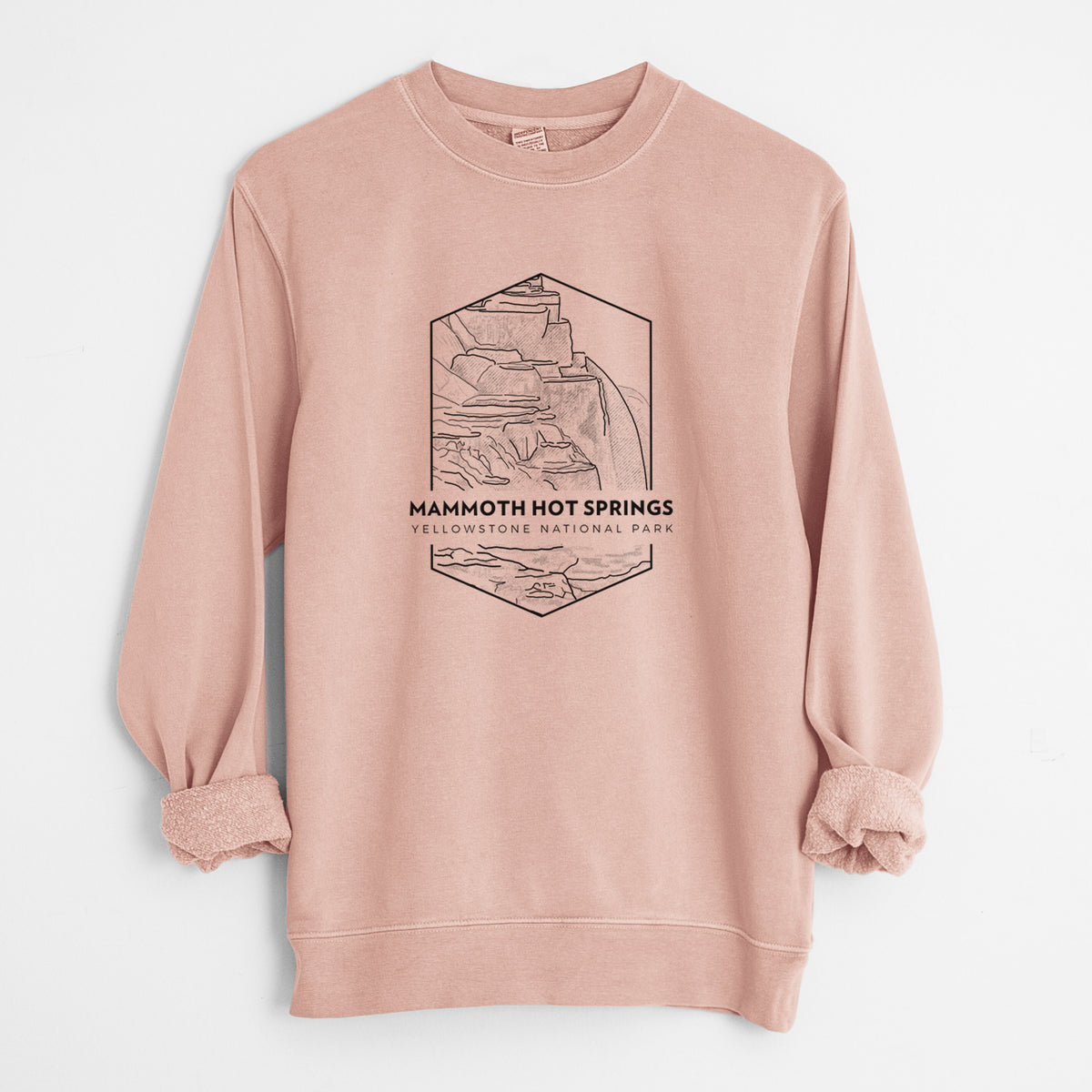 Mammoth Hot Springs - Yellowstone National Park - Unisex Pigment Dyed Crew Sweatshirt in Dusty Pink