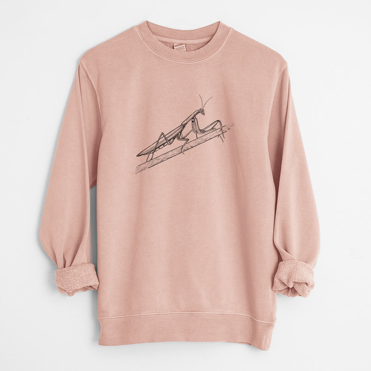European Mantis - Mantis religiosa - Unisex Pigment Dyed Crew Sweatshirt in Dusty Pink