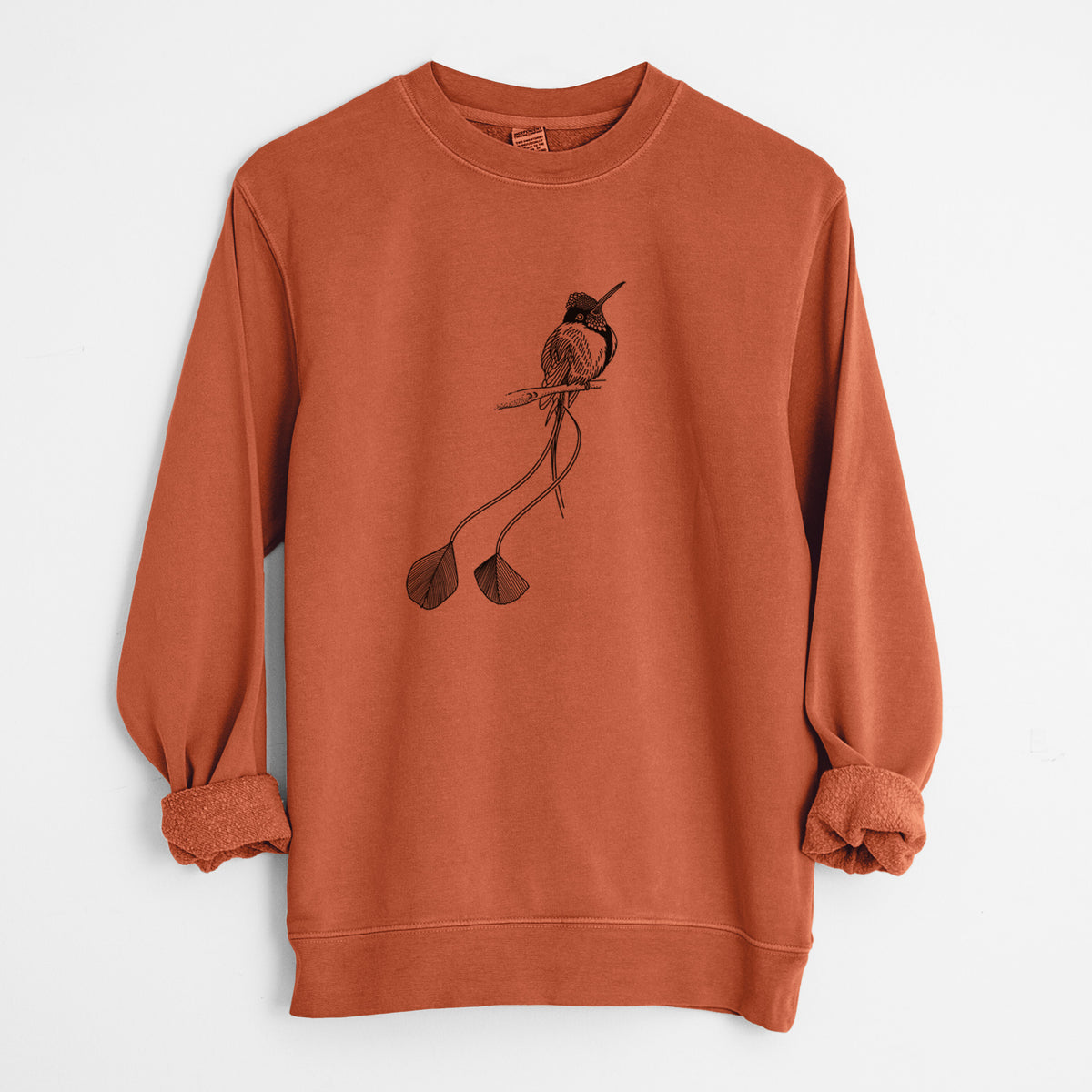 Marvelous Spatuletail Hummingbird - Unisex Pigment Dyed Crew Sweatshirt in Amber