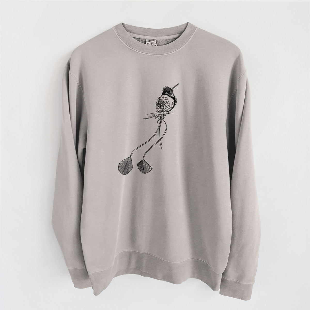 Marvelous Spatuletail Hummingbird - Unisex Pigment Dyed Crew Sweatshirt in Cement