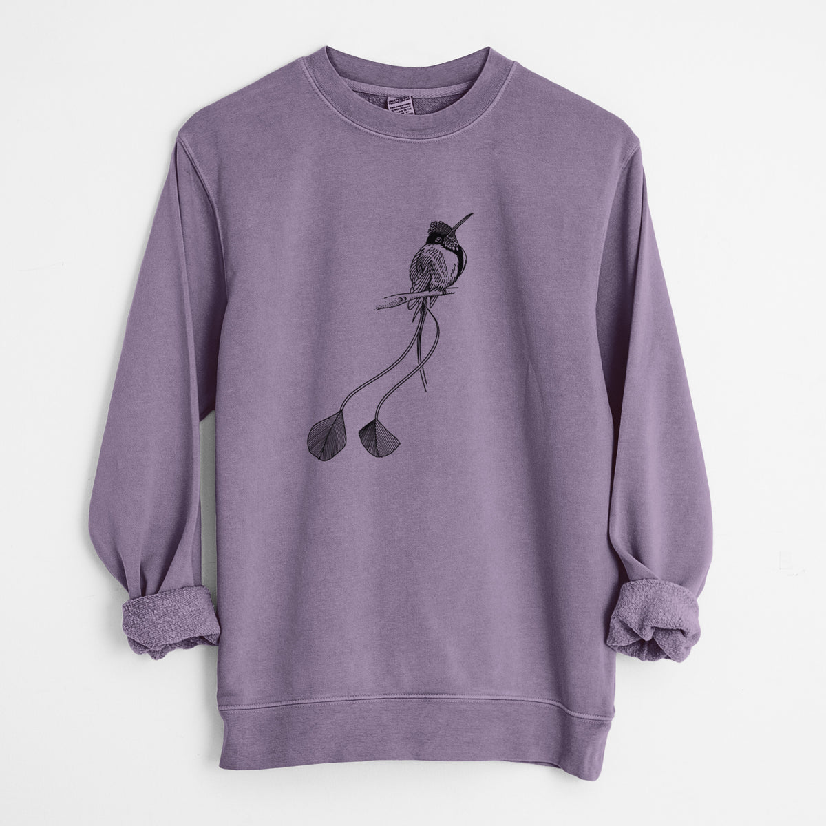 Marvelous Spatuletail Hummingbird - Unisex Pigment Dyed Crew Sweatshirt in Plum