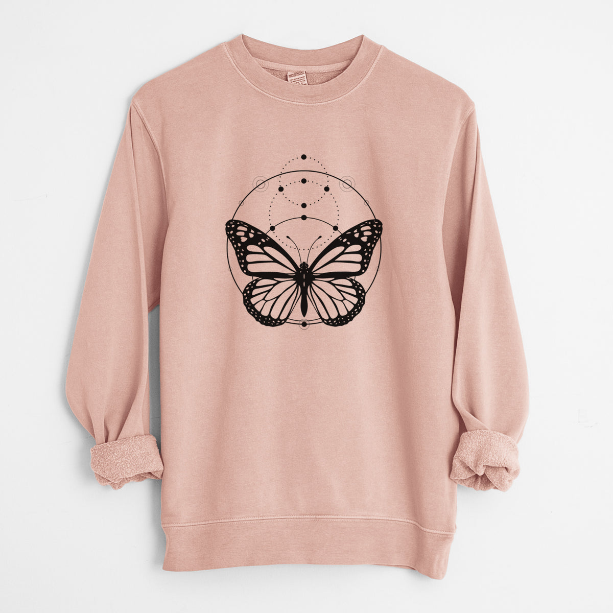 Monarch Symmetry - Unisex Pigment Dyed Crew Sweatshirt in Dusty Pink