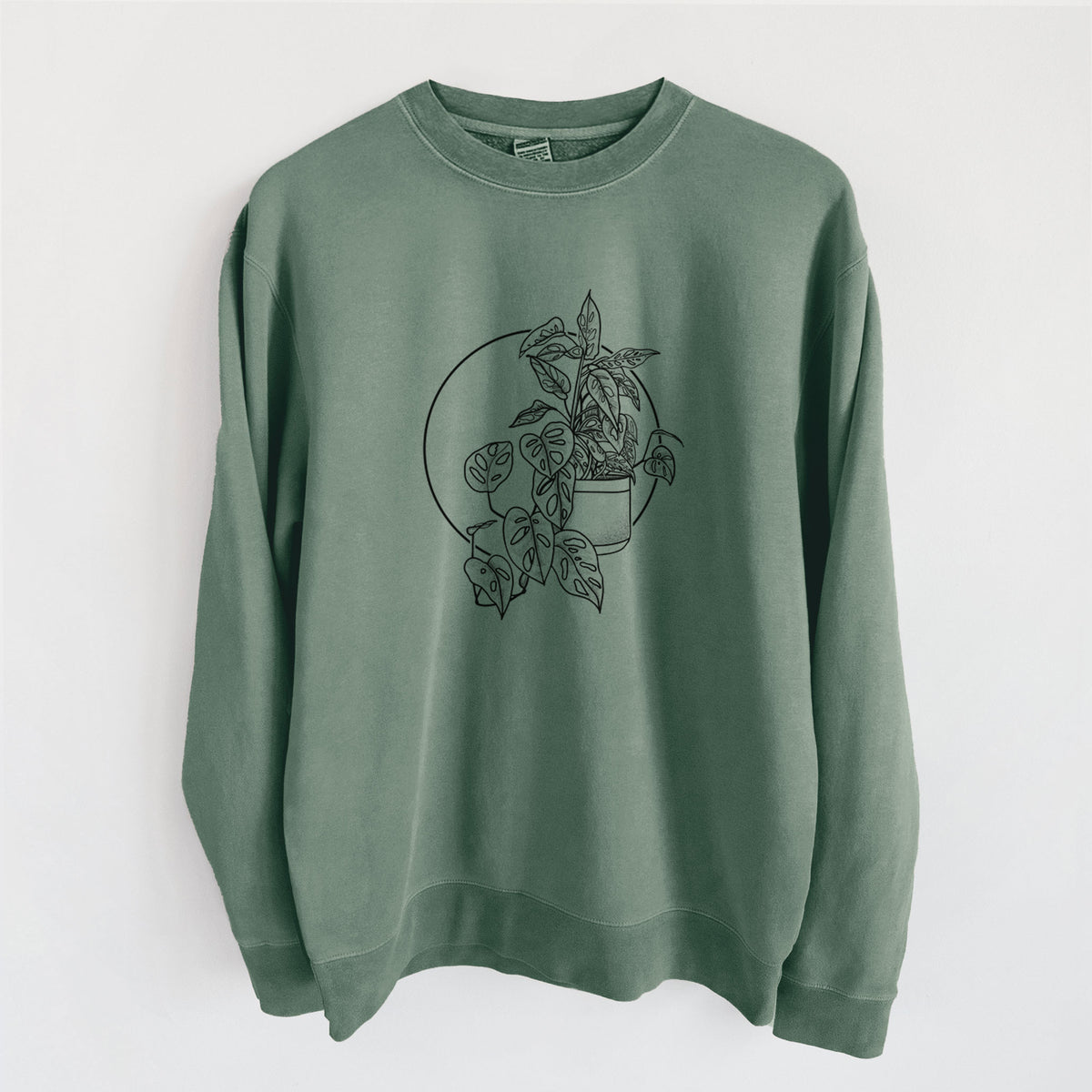 Monstera Adansonii - Unisex Pigment Dyed Crew Sweatshirt in Alpine Green
