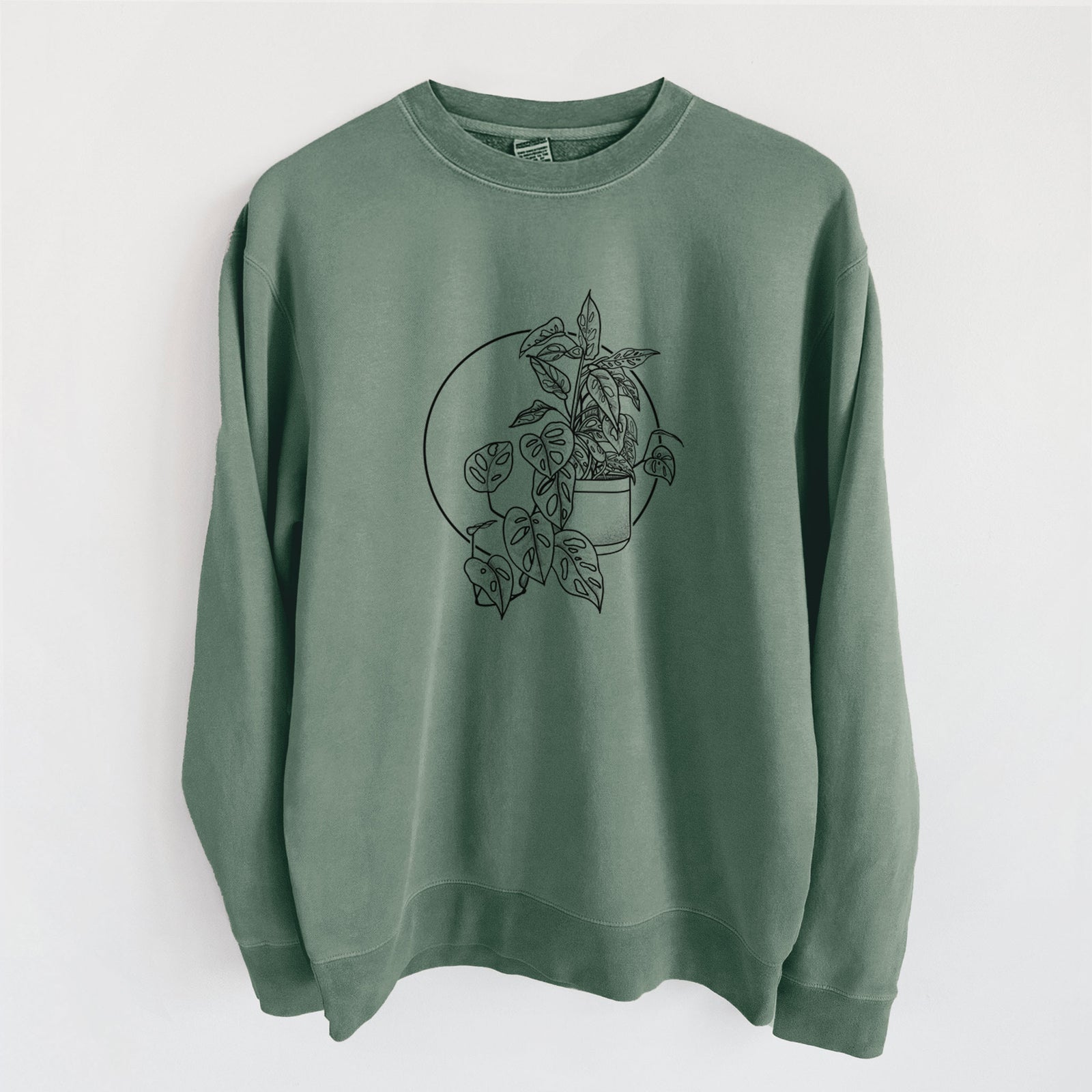Monstera Adansonii - Unisex Pigment Dyed Crew Sweatshirt in Alpine Green