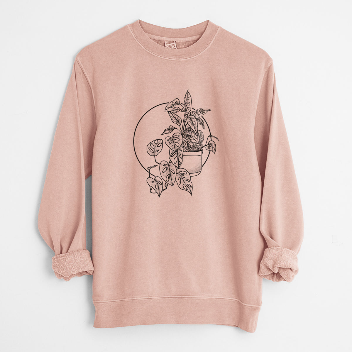 Monstera Adansonii - Unisex Pigment Dyed Crew Sweatshirt in Dusty Pink