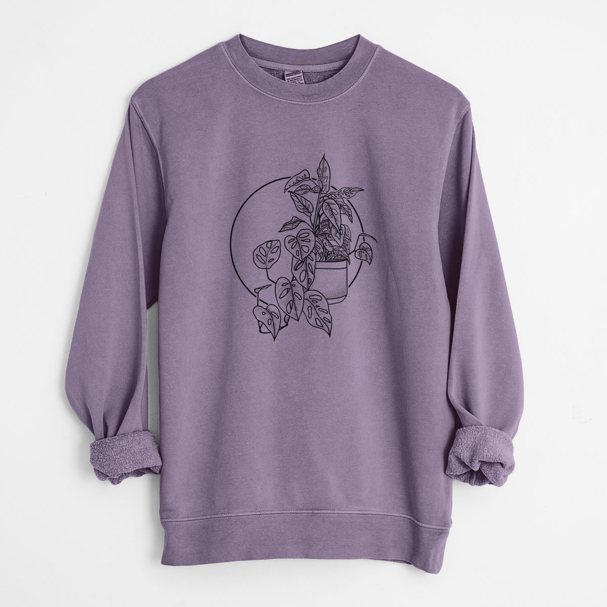 Monstera Adansonii - Unisex Pigment Dyed Crew Sweatshirt in Plum