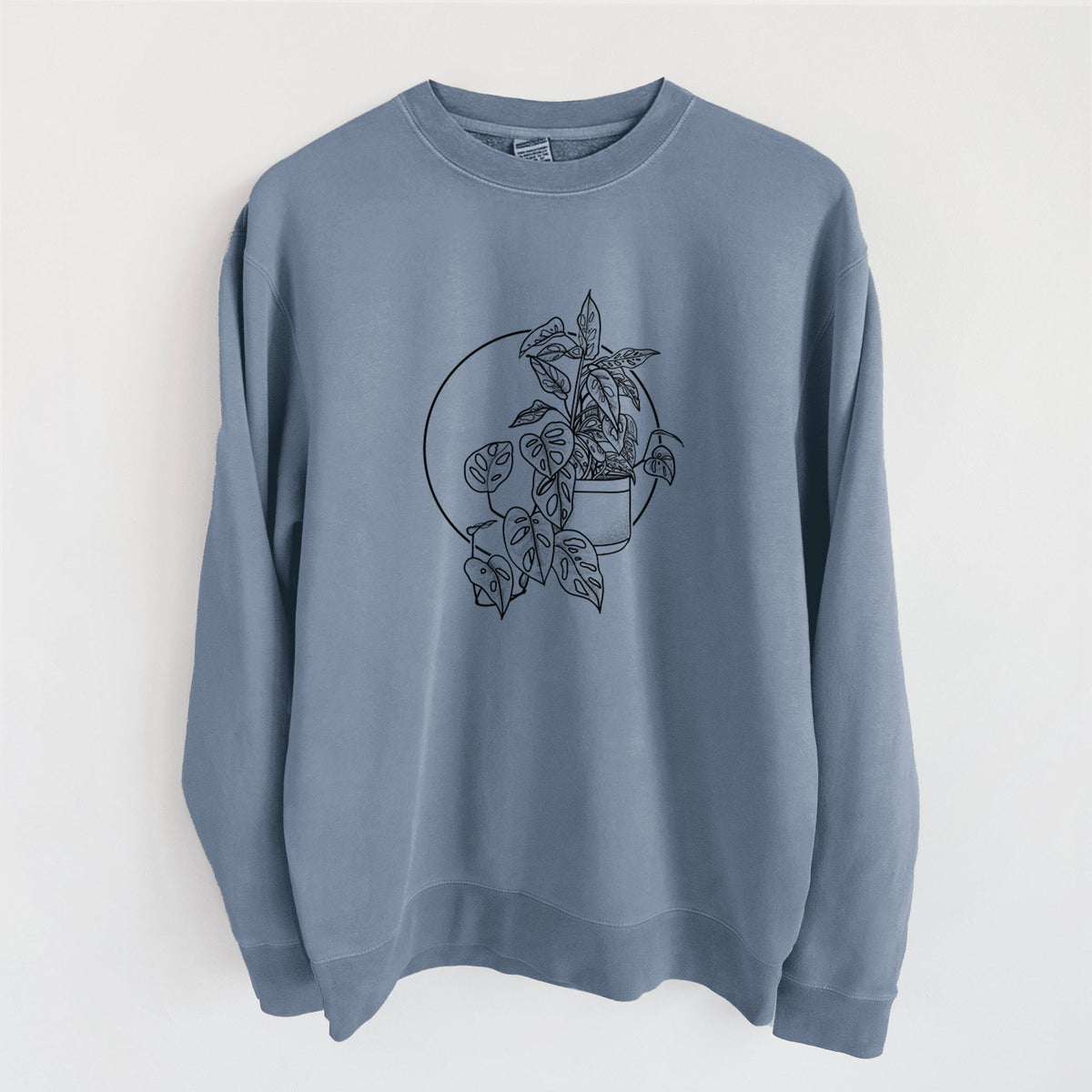 Monstera Adansonii - Unisex Pigment Dyed Crew Sweatshirt in Slate Blue