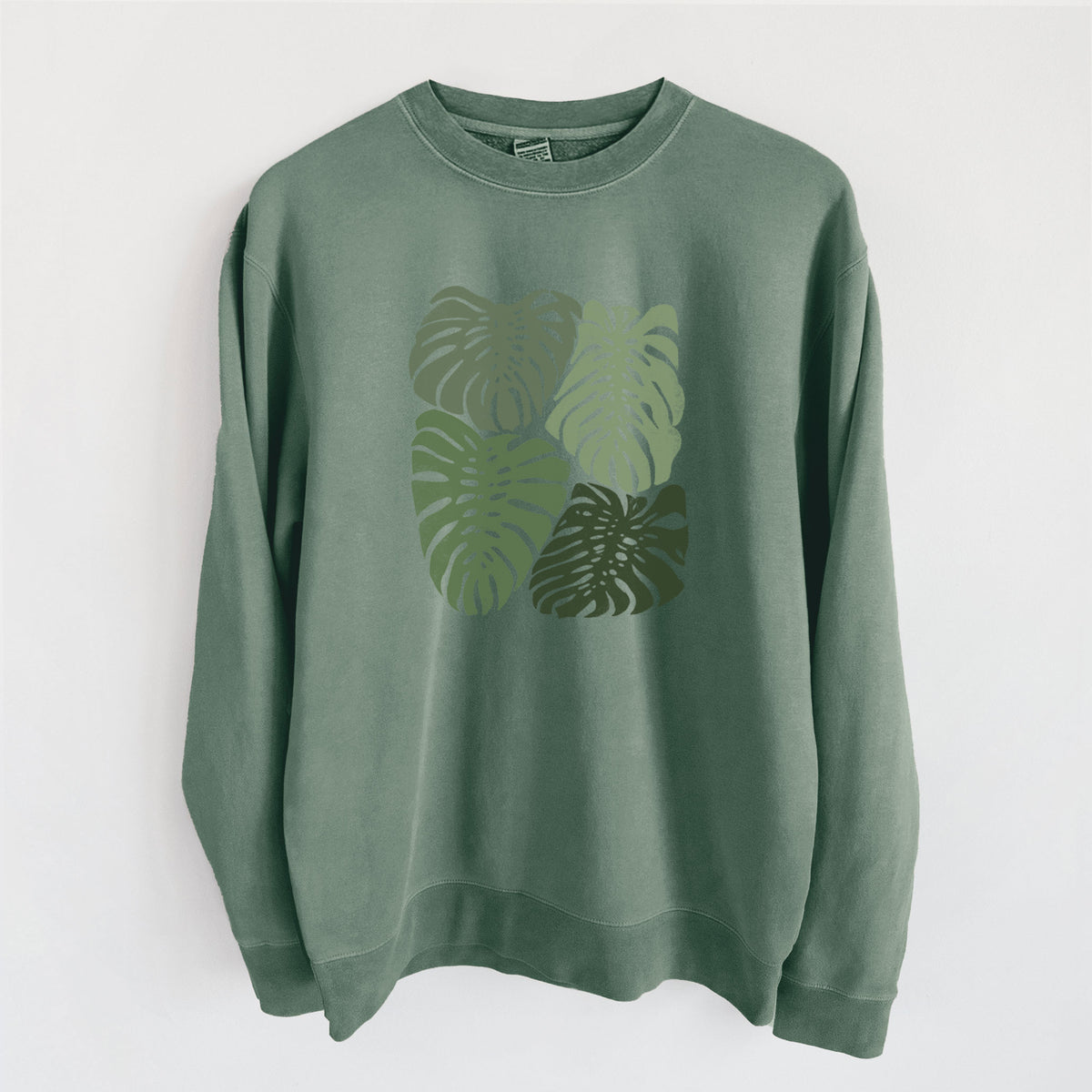 Monstera Vibes - Unisex Pigment Dyed Crew Sweatshirt in Alpine Green